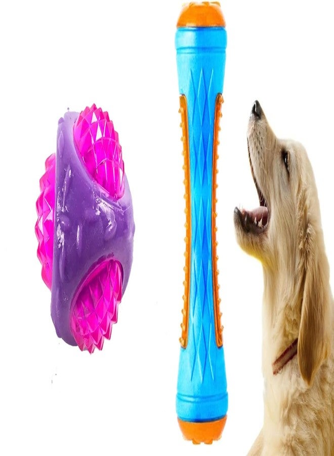 PET FUN لعبة مضغ على شكل كرة ماسية من مادة TPR من بيت فن مع صفارة وإضاءة LED | متينة للكلاب التي تمضغ بقوة | لعبة مضغ عائمة بإضاءة LED للكلاب والجراء | مجموعة ألعاب تدريب وجلب تصدر صوتًا، قطعتان - Image 1